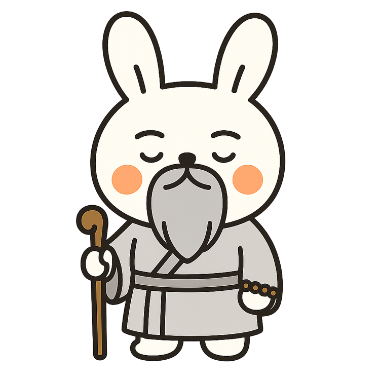 Wise bunny thinking illustration